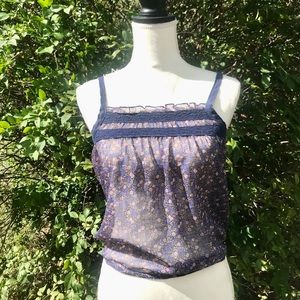 American Eagle floral semi-sheer cami